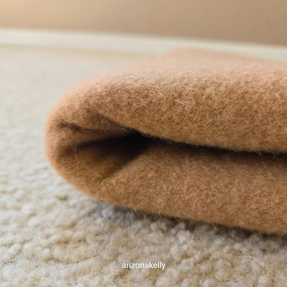 Classic Camel-colored Wool Scarf with Fringe Tan